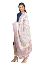 Naureen Women Faux Pashmina Kani Shawl with Mughal Artwork and Zari Accents, Warm and Soft, 40x80 inch