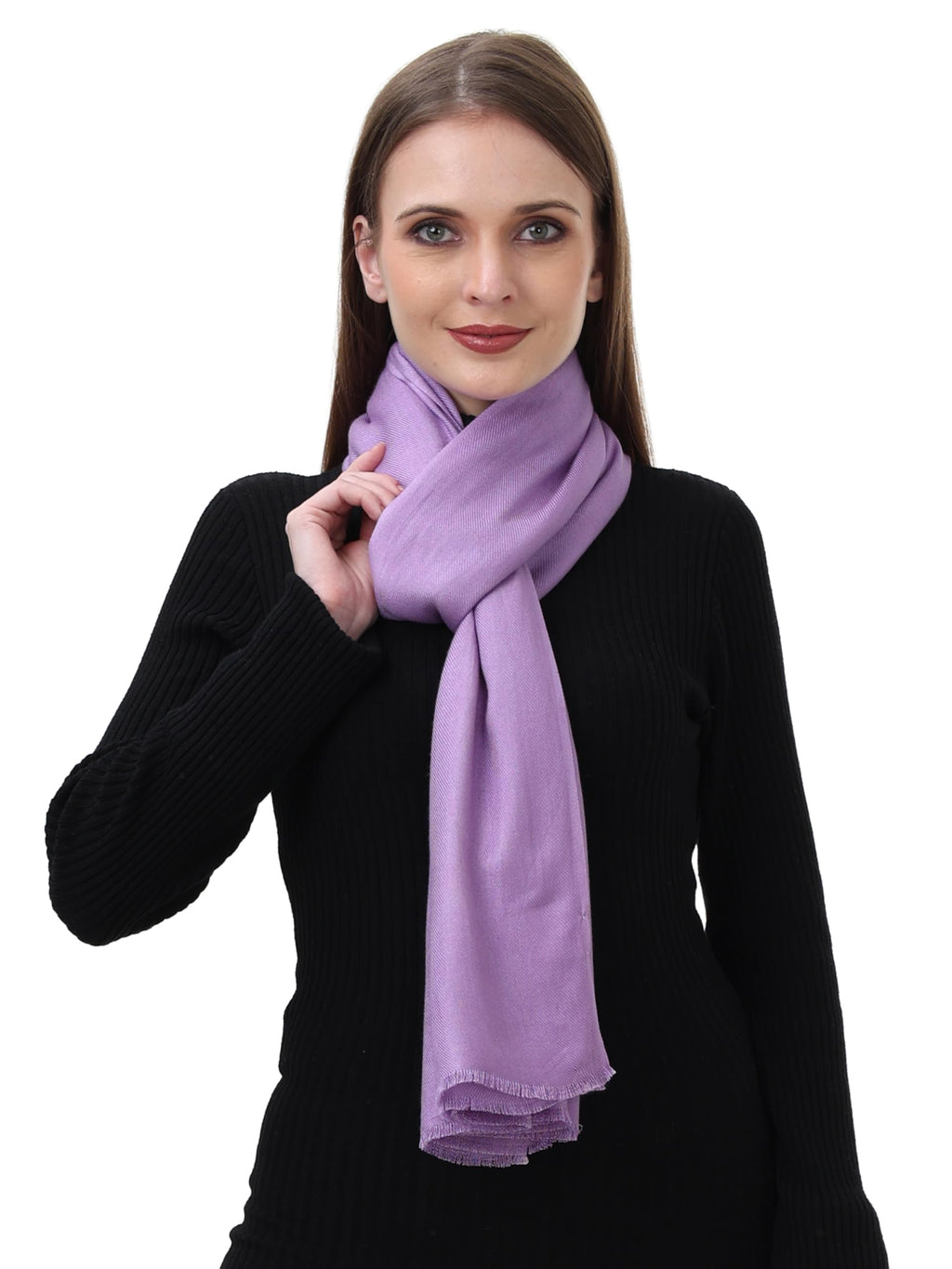 EH Pashmina Female Scarf For Women, Twill Weave, Thick, Solid Color Wraps, All Weather, Large, Warm, Very Soft Pashmina Feel Scarves (PURPLE)