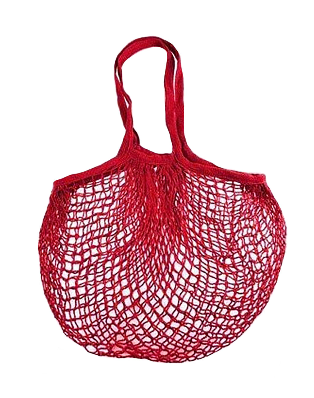 MSK Looms Eco Friendly Light Weight Cotton Net String Bag with Short Handle, Reusable Produce Bag for Fruits and Vegetable - Red