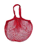 MSK Looms Eco Friendly Light Weight Cotton Net String Bag with Short Handle, Reusable Produce Bag for Fruits and Vegetable - Red