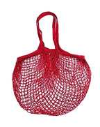 MSK Looms Eco Friendly Light Weight Cotton Net String Bag with Short Handle, Reusable Produce Bag for Fruits and Vegetable - Red
