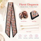 Floral Print Neck Hair Scarf for Women With Faux Pearl Chain Handbag Decor