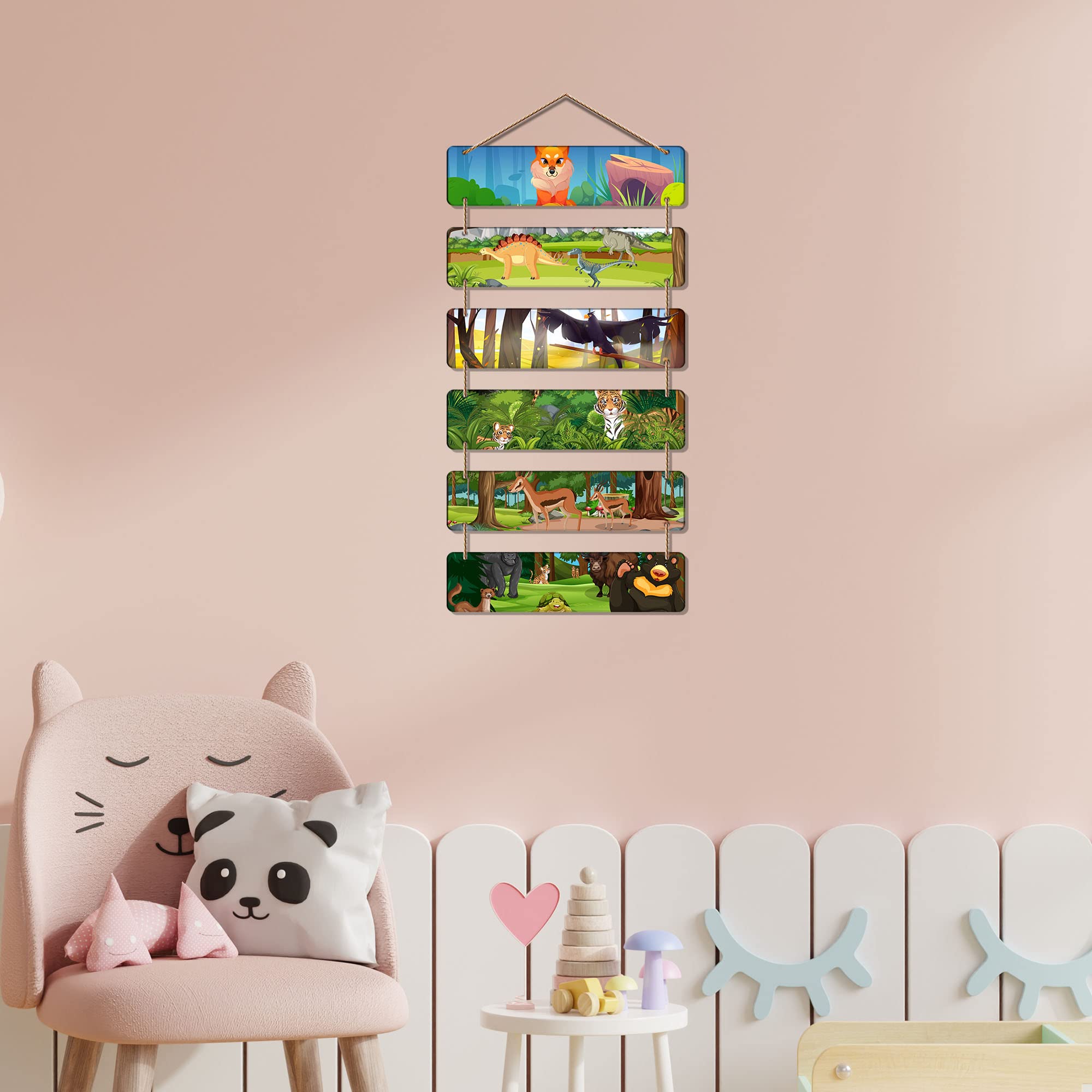 Artvibes Decorative Wall Hanging Wooden Art Decoration item for Living Room | Bedroom | Home Decor | Gifts | Quotes Decor Item | Wall Art For Hall | Mdf Wall Decoration, Set of 6 (WH_32103NR)