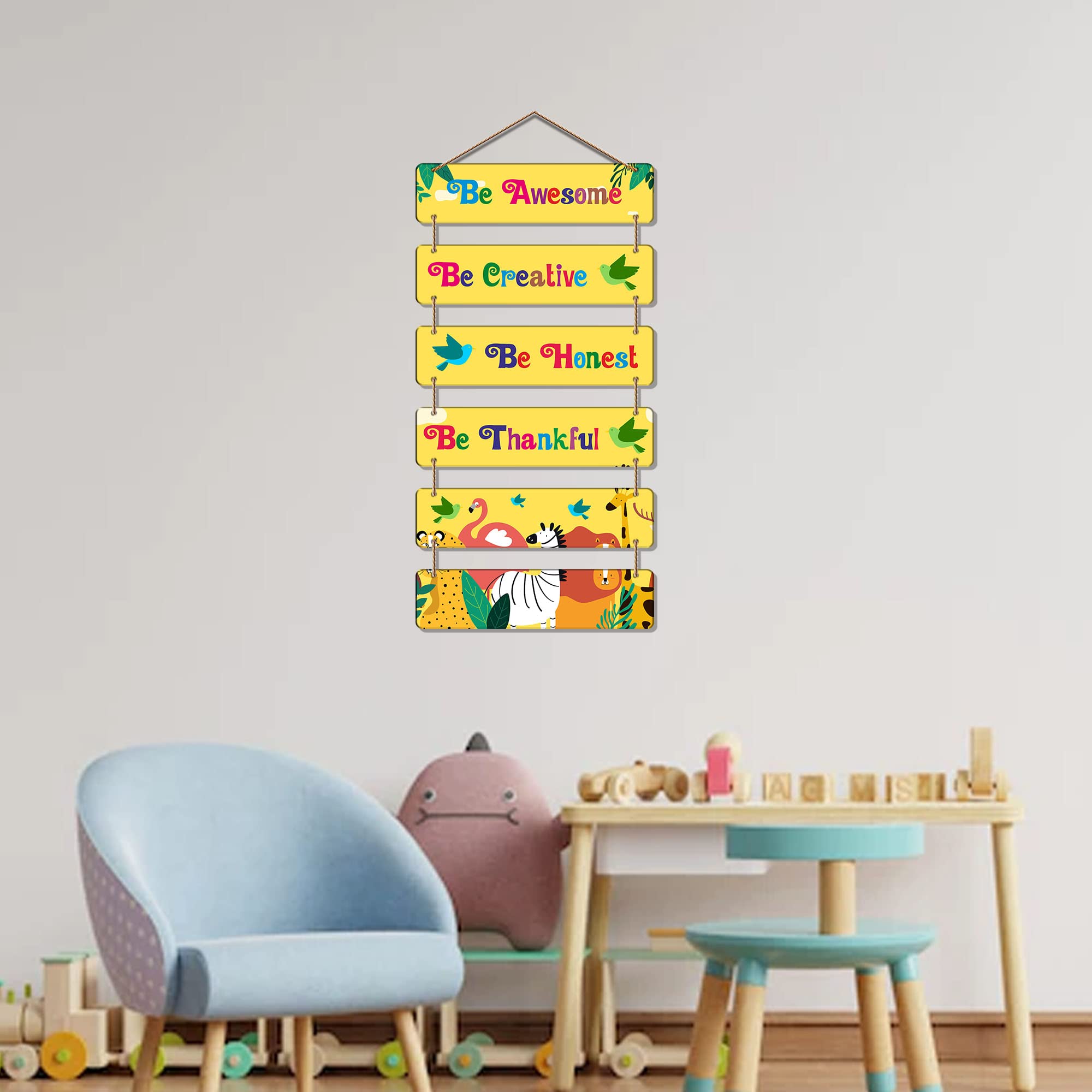 Artvibes Decorative Wall Hanging Wooden Art Decoration item for Living Room | Bedroom | Home Decor | Gifts | Quotes Decor Item | Wall Art For Hall | Mdf Wall Decoration, Set of 6 (WH_3297NR)