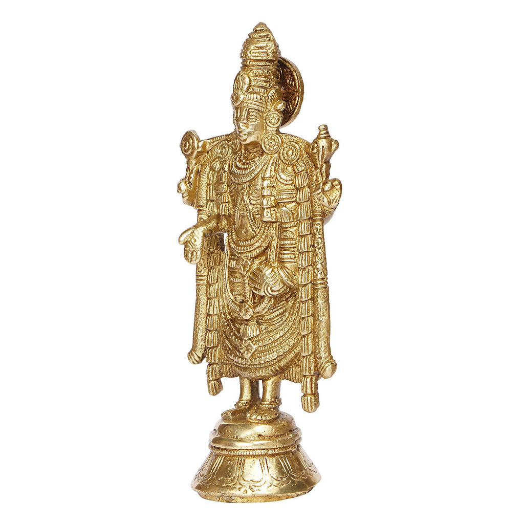 ARTVARKO Brass Tirupati Balaji Venkateshwara Idol Tirupati Balaji Statue Murti Lord Srinivasa Pooja Vastu Religious Idol for Home Office Temple Decor Gift 7 Inch.