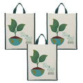 DOUBLE R BAGS Unisex Eco-Friendly Reusable Cotton Canvas Casual Bag with Reinforced Handles (Let Save, 40.6x35x10 cm) | Multi-Purpose Grocery, Kitchen Essentials, Fruits & Veggies Bag | Pack of 3