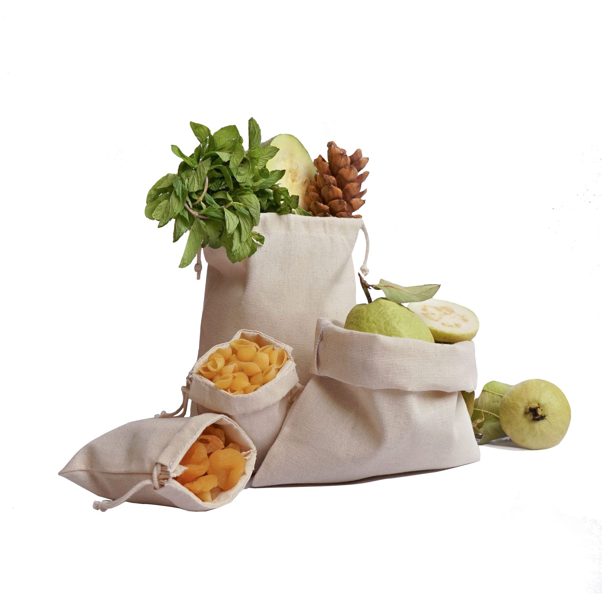 Cotton Canvas Muslin Bag. Double Drawstring. Reusable Cotton Storage Muslin Bags. Pack of 25 (12 x 20 Inches)
