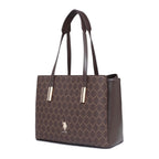 Cia Brown Tote Handbag With Monogram Detail Fits Upto 15 Laptop