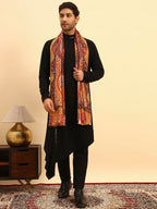 Pashmoda Men Royal Embers Fine Soft Bamboo Fibre Stole, Multicoloured Design, Evening Wrap, Luxury Pashmina Style Scarf, Wrap, Sustainable and Natural Fabric (Size 28x80, Orange colour) MISST33