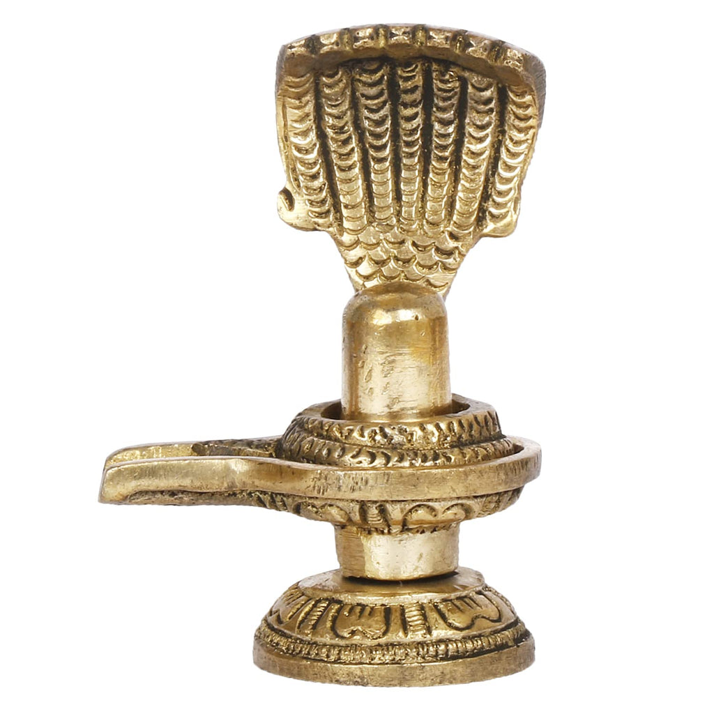 ARTVARKO Brass Shivling with Snake Shiv Lingam Statue Snake Idols of Shiva for Home Temple Puja's Decorative Diwali Vastu Gifts 3 Inch.