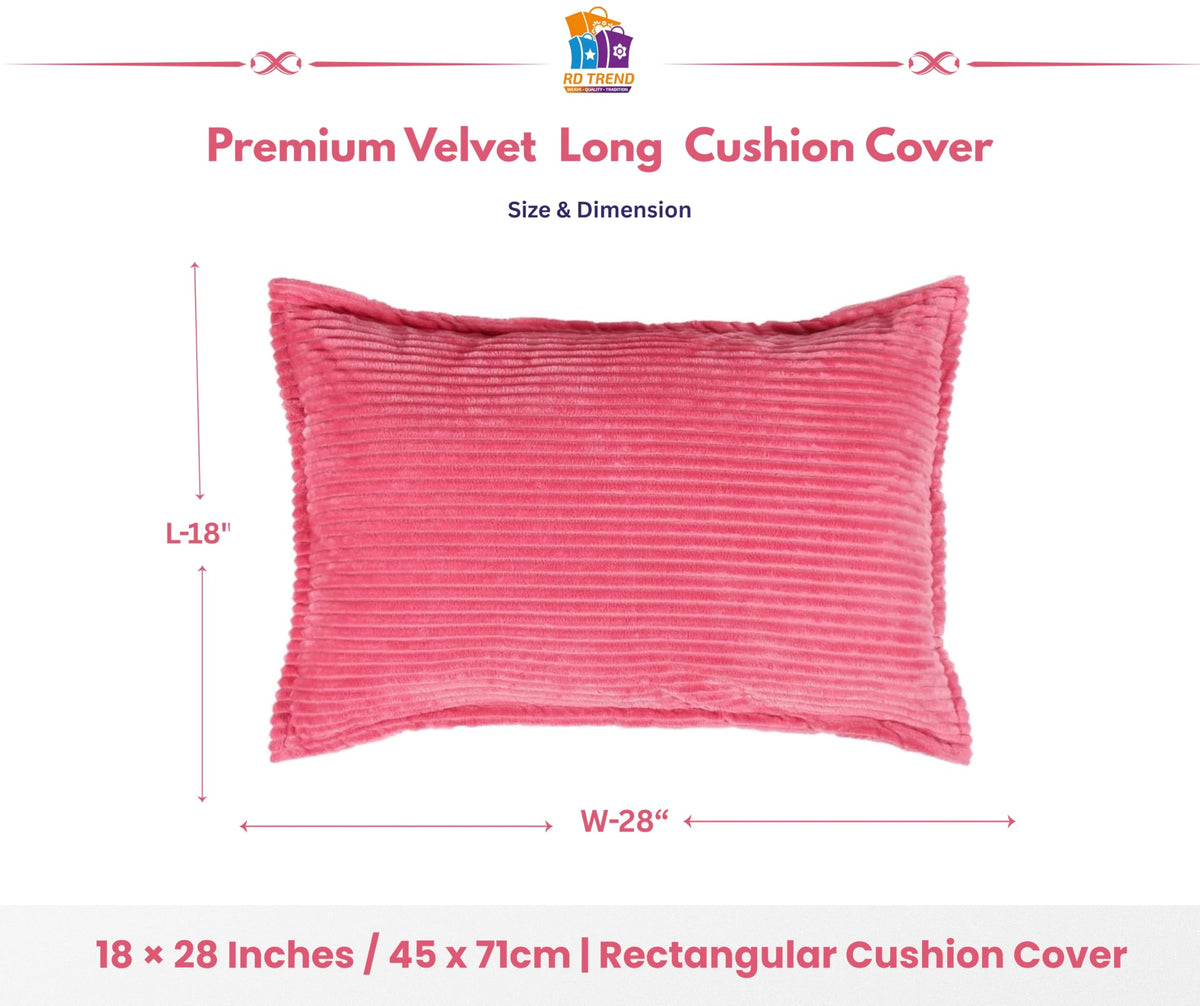 RD TREND® Corduroy Cushion Cover Set of 2, Striped Double Sided Decorative Throw Pillowcases for Sofa, Bed & Living Room Rectangular Long Cushion Covers 18x28 inches | Salmon