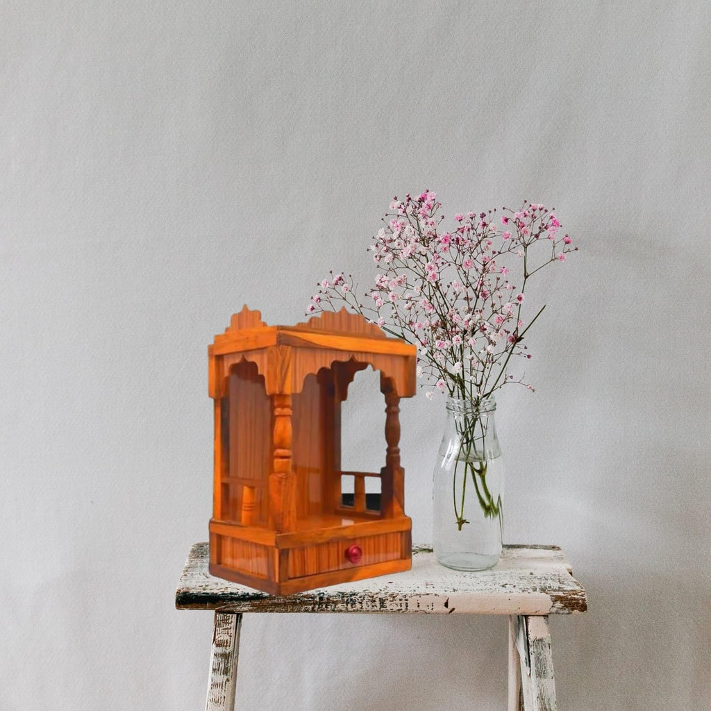 SLPL skylight Premium Wooden Temple Beautiful Pooja MANDIR,Wooden Wall Hanging Temple for Home and Shop,Office and Home showpiece Temple (Temple -4579, 30 CM)