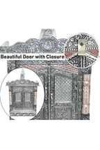 Handicrafts SGR Wooden Pooja Mandir for Home | Designer Temple with Aluminium & Copper Oxidised Finish | Decorative Dev Ghar for Prayer Room & Home Temple | 8 x 6 Inch (Silver & Bronze)