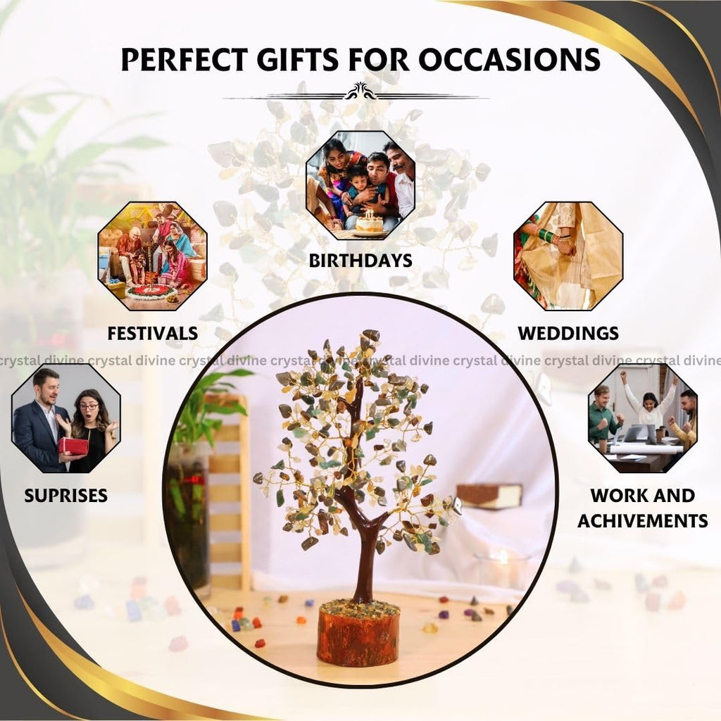 Crystal Divine Money Magnet Crystal Tree Handmade Home Decor Items Bonsai Showpiece Vastu Gift Decoration Hall Healing Crystals Gifts, 6 Cm, 26 Cm