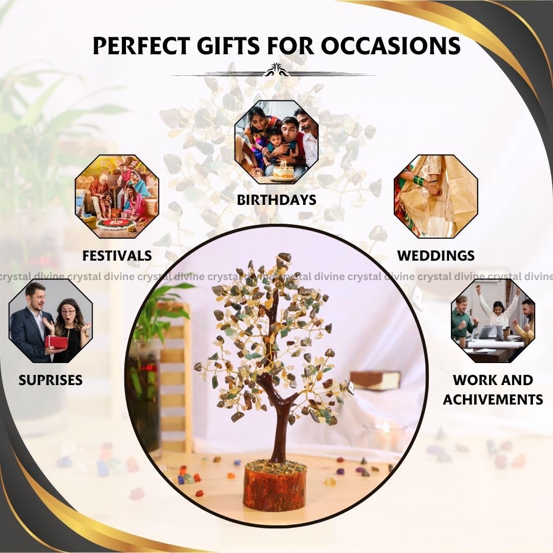 Crystal Divine Money Magnet Crystal Tree Handmade Home Decor Items Bonsai Showpiece Vastu Gift Decoration Hall Healing Crystals Gifts, 6 Cm, 26 Cm