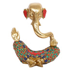 Svarup Brass Trunk Ganesha Idol Modern Art Ganesh Ganpati Murti Religious Statue for Good Luck & Success Gift Height 8 Inch.