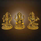 ARTVARKO Brass Lakshmi Ganesha Saraswati Murti Statue Puja & Home Decor, Height : 7.5 Weight 6.6 Kg