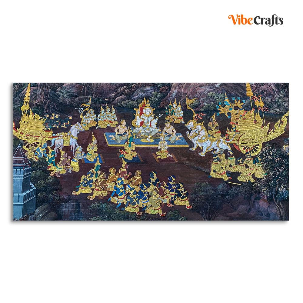 VIBECRAFTS Canvas Paintings for Living Room Drawing Room Hindus Canvas Wall Painting Fitted With Wooden Frame For Home | Office | Living Room | Gift (PTVCH_2715)