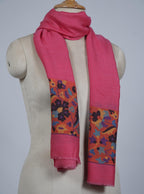 VIC Cashmere Fine Wool Shawl Stole for Women - Rose Red | Elegant Woven Floral Border | Soft Warm Premium Wrap | 70 x 200 cm | VIC-CFW-KB10