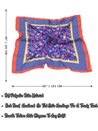 leeza store Women's Royal Blue Paisley Digital Printed Silk Scarf For Women – 40 X 40, Luxurious Soft Satin Feel, Elegant Neck & Head Accessory