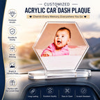 UPAHARAM Customized Acrylic Car Dash Plaque | 5mm Thick Car Dashboard with Your Custom Photo, Size: 10 * 11 * 3 inches| HD UV Printing Customized Photo Frame | Car Accessories Gift (Hexagonal)