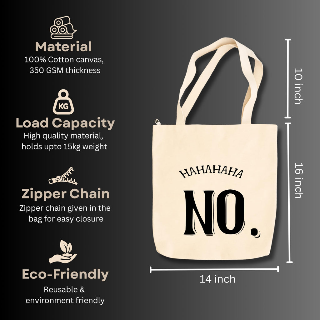 snapiq COTTON 350 GSM Canvas Tote Bag for Women and Girls Thick Fabric with Zipper (Beige, No)