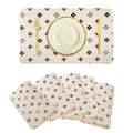 Kuber Industries Placemat | Placemats for Dining Room | Anti-Slip Table Mat Set | Placemats for Kitchen Table | Dining Table Placemats | Brown Star-Design Placemat | 6 Piece Set | Cream Kafalo