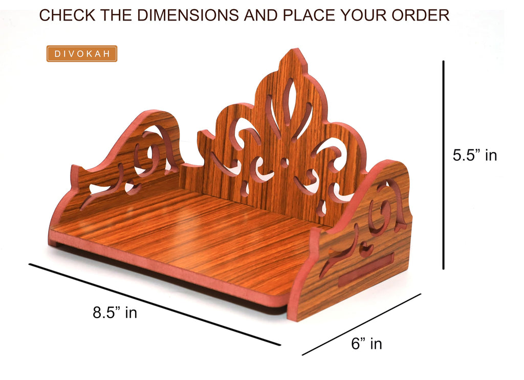 DIVOKAH® Plywood Small Wooden Temple for Home Office and Shop/Wall Hanging Temple/sinhasan/Pooja mandir/Pooja Stand/Hindola (8 MM Plywood Thickness) SNS_WS