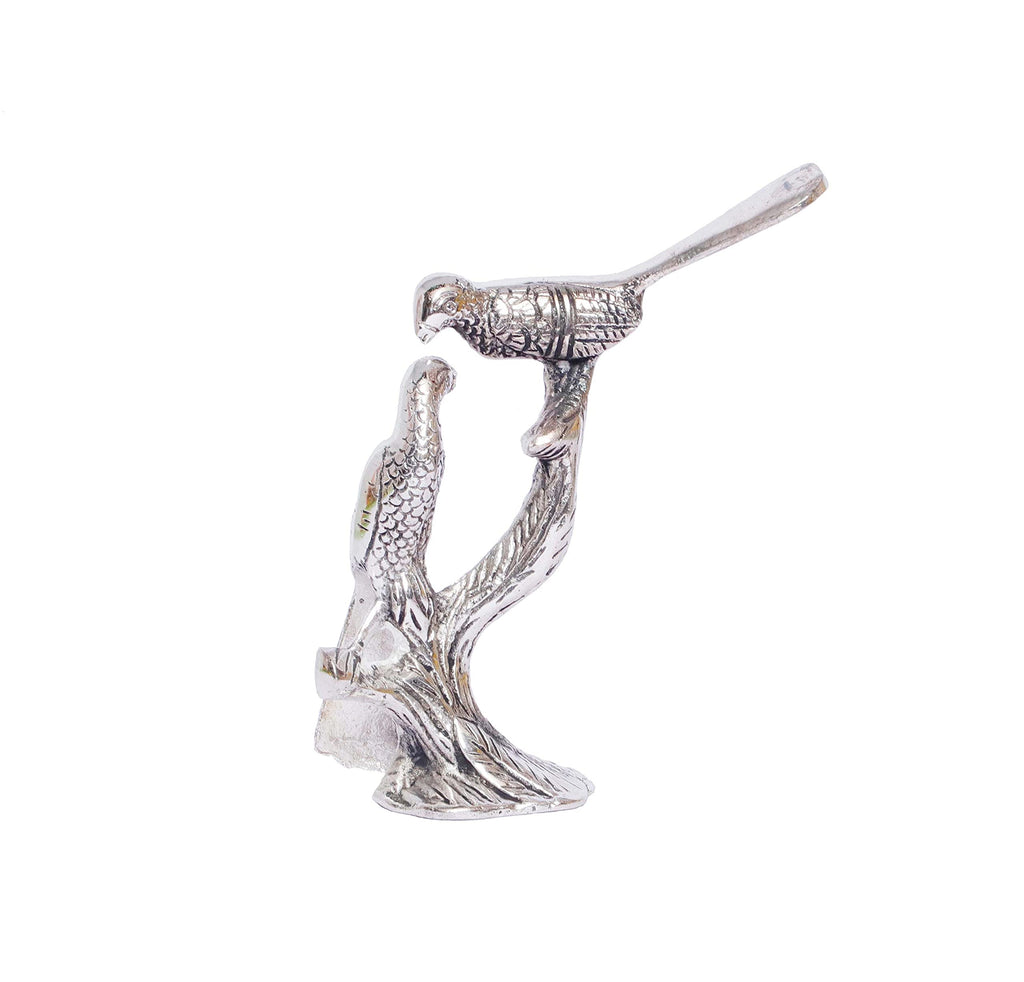 KridayKraft Love Birds Couple Kissing Sitting on Tree,Animal Showpiece for Home Decorative Statue, Gift for Boyfriend,Girlfriend,Wife,Husband,Friends,Happy Home Decoration Idol Showpiece (Silver)