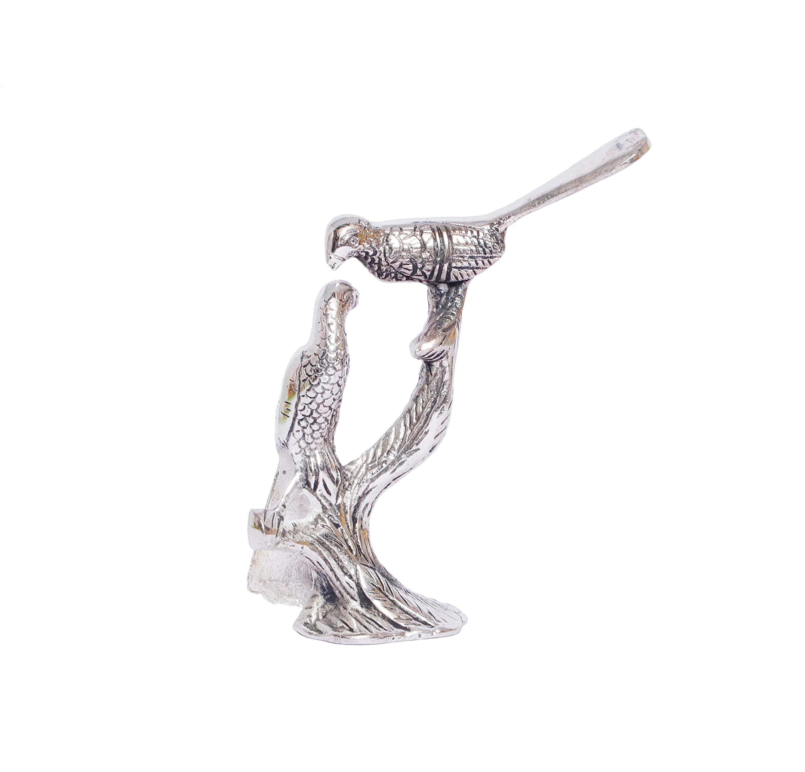 KridayKraft Love Birds Couple Kissing Sitting on Tree,Animal Showpiece for Home Decorative Statue, Gift for Boyfriend,Girlfriend,Wife,Husband,Friends,Happy Home Decoration Idol Showpiece (Silver)