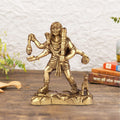 ARTVARKO Brass Idol Kaal Bhairav Murti Kalbhairav Bhairo Baba Kaala Bhairava Sculpture Mahakal Diety Avatar of Lord Shiva with Dog Height 7 Inch