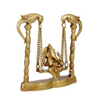 SVARUP Brass Ganesha on Jhoola Ganesh Swing Decor Showpiece Handcrafted Statue 8 Inch, Gold 1 Pcs Standard