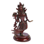ARTVARKO Brass Goddess Tara Standing Brass Handwork Tibetan Buddhist Deity(Red & Gold Finish)