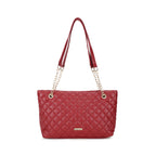 Fastrack PU Structured Quilted Tote Bag with Chain Shoulder Straps | Diamond Quilted Tote with Zipper Closure | Totes for Office & Daily Use | Ladies Purse Handbag