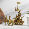 ARTVARKO Mahabharat/Geeta Arjun Chariot (Rath) with Krishna & Hanuman: Sculpted in Solid Brass Metal | Lord Krishna Arjun Rath Idol Showpieces