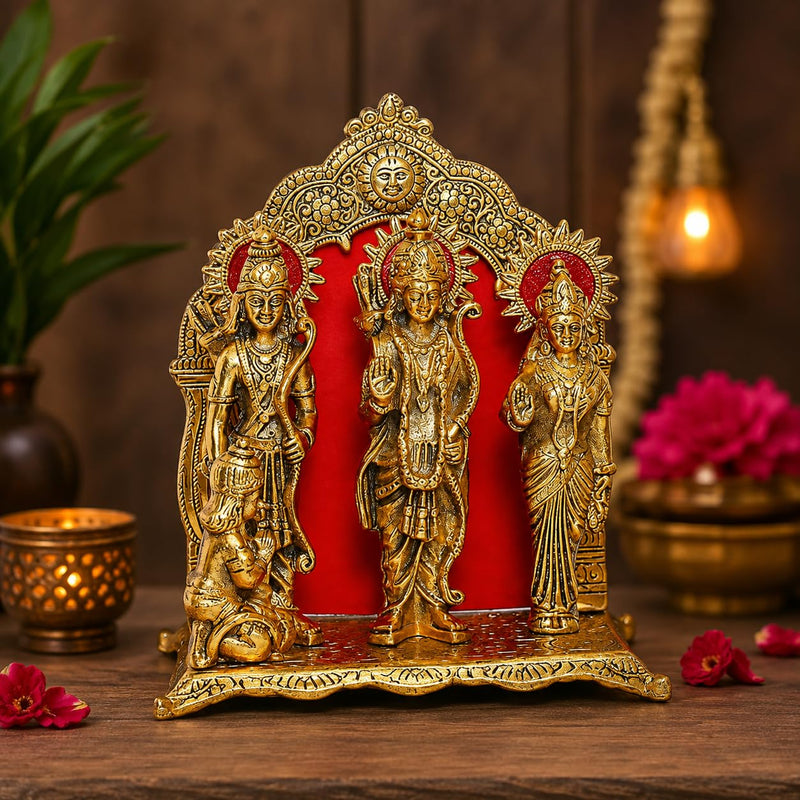 KridayKraft Metal Shri Ram Darbar Statue in Big Size for Pooja Lord Rama Laxman Sita & Hanuman Murti Religious Idol for Home Office Décor Decorative Showpiece Figurines,