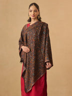 Pashmoda Women Chandni Kaani Stole, Authentic Kashmiri Luxury Pashmina Style Shawl, Stole, (Size 28x80 Inches, Black Color) MAVST07
