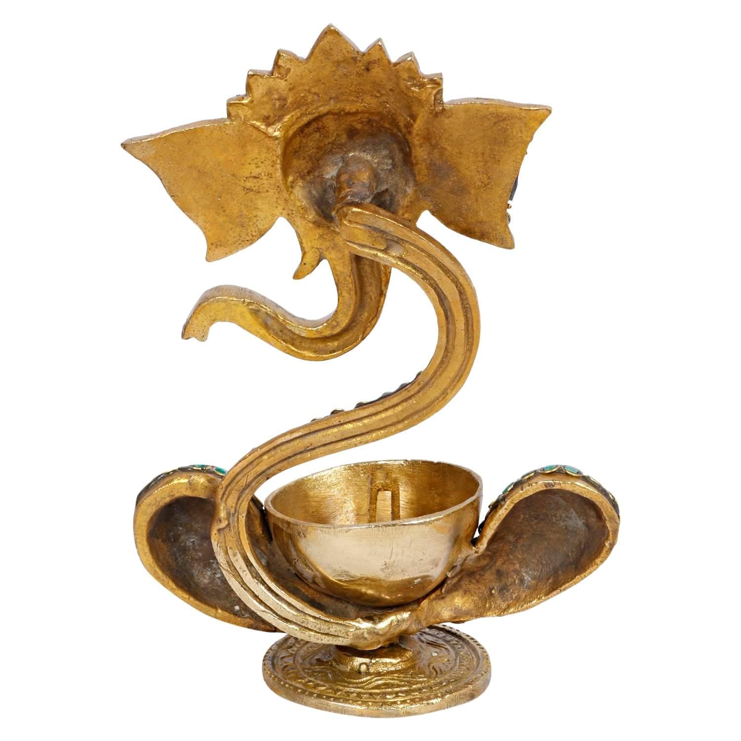 Svarup 8.5 Inch Multi-Color Brass Ganesha Diya: Ideal for Spiritual Lighting