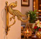 ARTVARKO Brass Peacock Hook Holder for Wall Hanging Diya Bells Lantern Hanger Planter Lanterns Wind Chimes Baskets 9 Inch
