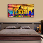 VIBECRAFTS Canvas Paintings for Living Room Drawing Room Canvas Wall Painting of Taj Mahal for Homedecore|Office|Gift|Livingroom|Bedroom(PTVCH_2398NV)(48 x 24 Inches)