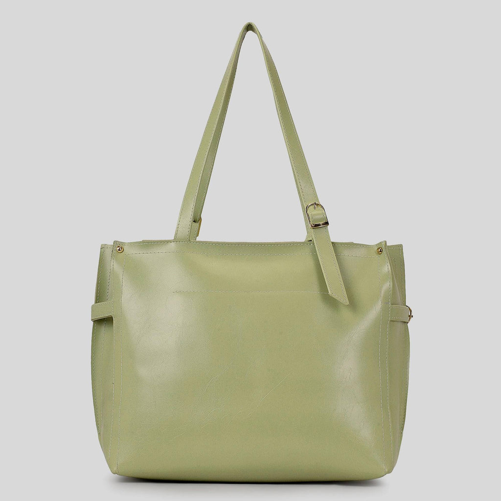 Carrylux Women's Soft PU Leather Tote Bag | Large Single Compartment Shoulder Handbag, Office, College & Casual | Pista Green