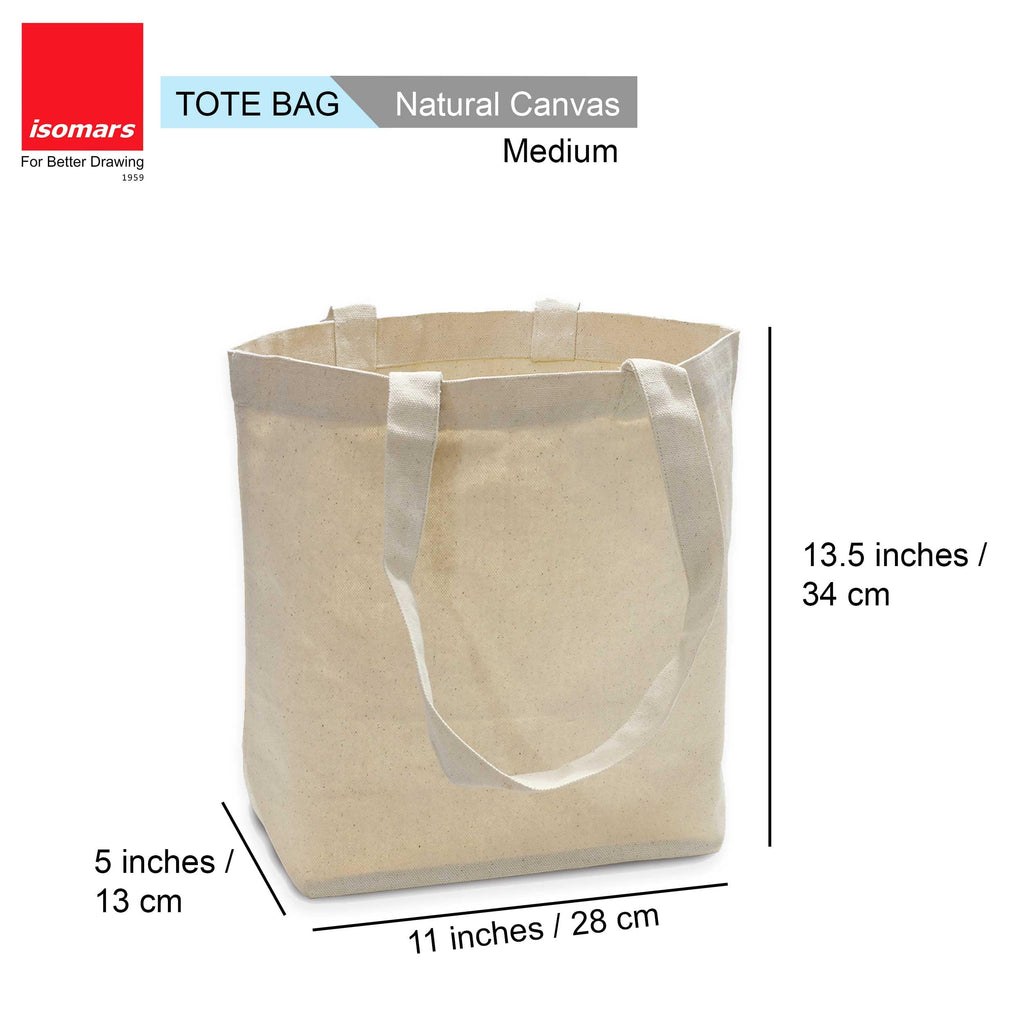 Isomars Cotton Tote Bag Plain - Reusable 100% Natural Cotton Canvas Cloth - 34x28x13cm Multipurpose Bag