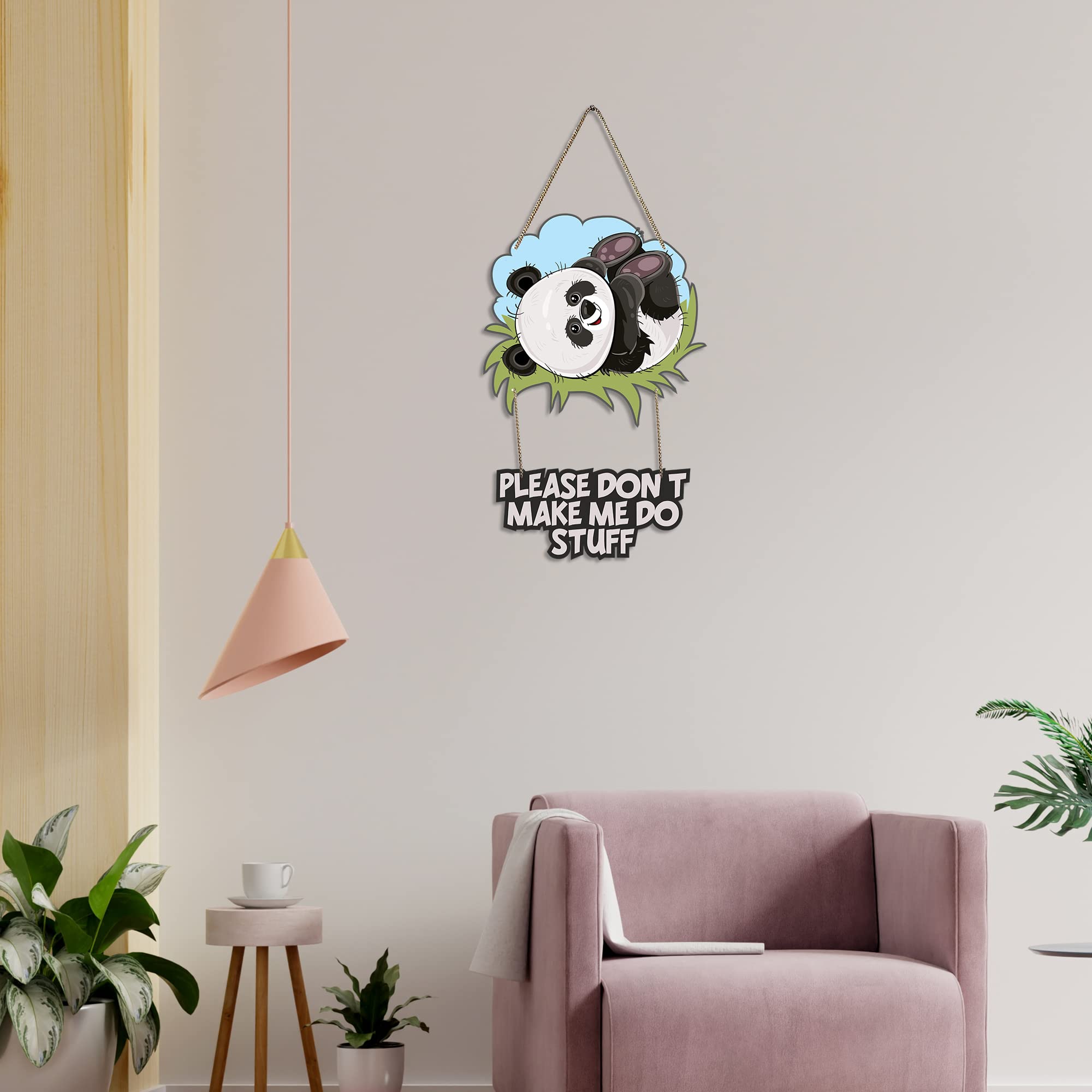 Artvibes Please Don't Make Me Do Stuff Printed Wooden Wall Hanging for Living Room | Quotes Decor Item | Printed Wall Decoration | Wall Poster | Graphic Art | Unique Gift | Cafe Decor (WH_5715N)