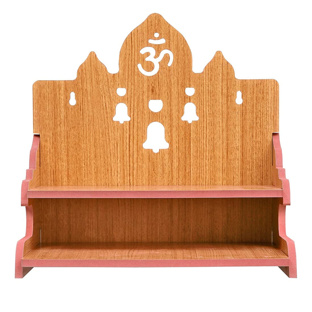 Lakhaji Beautiful MDF Wooden Temple,Home Temple, Wooden Temple with Bell Design Shape for Pooja - Handcrafted and Laminated (11 X 10.5 X 11 Inch)