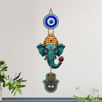Artvibes Ganpati Bappa Evil Eye Decor Hanging for Home and Office | Nazar Suraksha Wall Art for Entrance Door Living Room Temple | Auspicious Vastu Energy Decorative Housewarming Gift (WH_8561N)