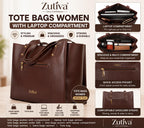 Zutiva tote bag for women office use – Large Capacity Laptop Purse for Work, Professional Shoulder Handbag for Women, Stylish PU-Leather Tote for Office, Travel & Daily Use