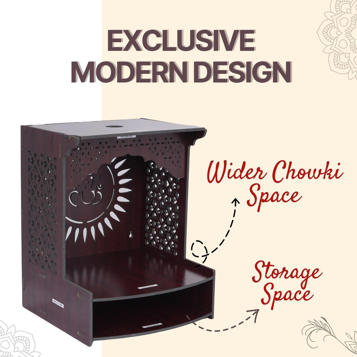 Furnivision Mandir for Home Temple for Home Pooja Mandir for Home Beautiful Wooden Temple for Home Pooja Stand for Home and Office with LED Spot Light Temple