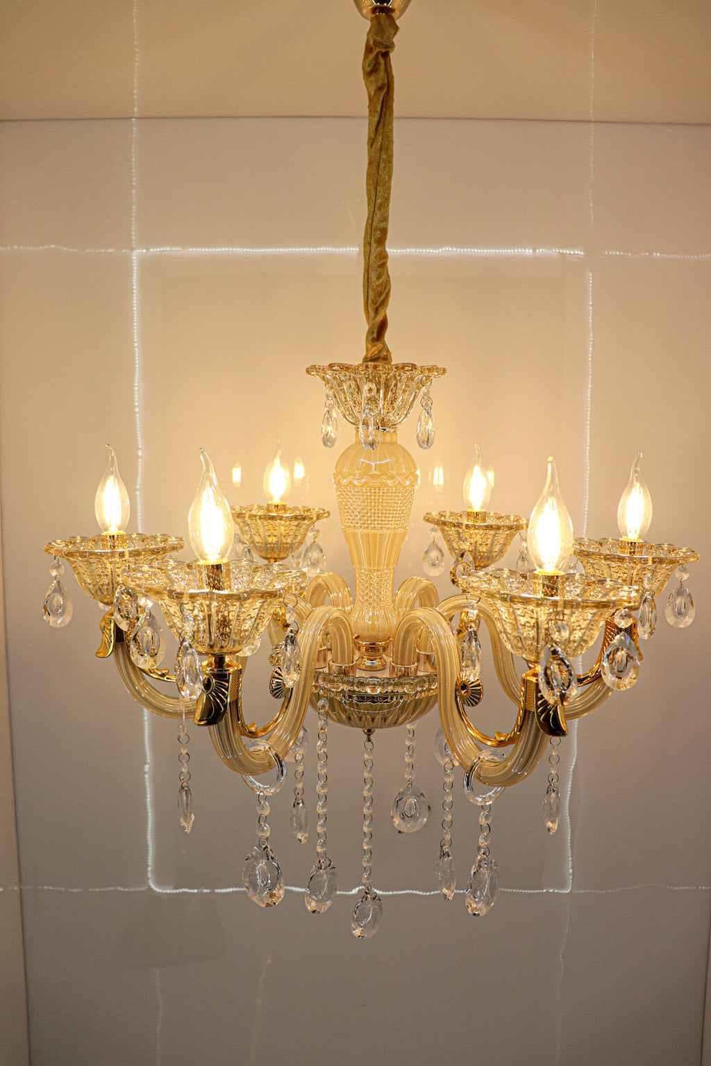 swanart Chandelier Modern K9 Crystal Chandelier Lighting, Clear Crystal Ceiling Light Fixture Pendant Lamp for Dining Room Bathroom Bedroom Livingroom