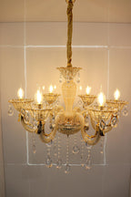 swanart Chandelier Modern K9 Crystal Chandelier Lighting, Clear Crystal Ceiling Light Fixture Pendant Lamp for Dining Room Bathroom Bedroom Livingroom