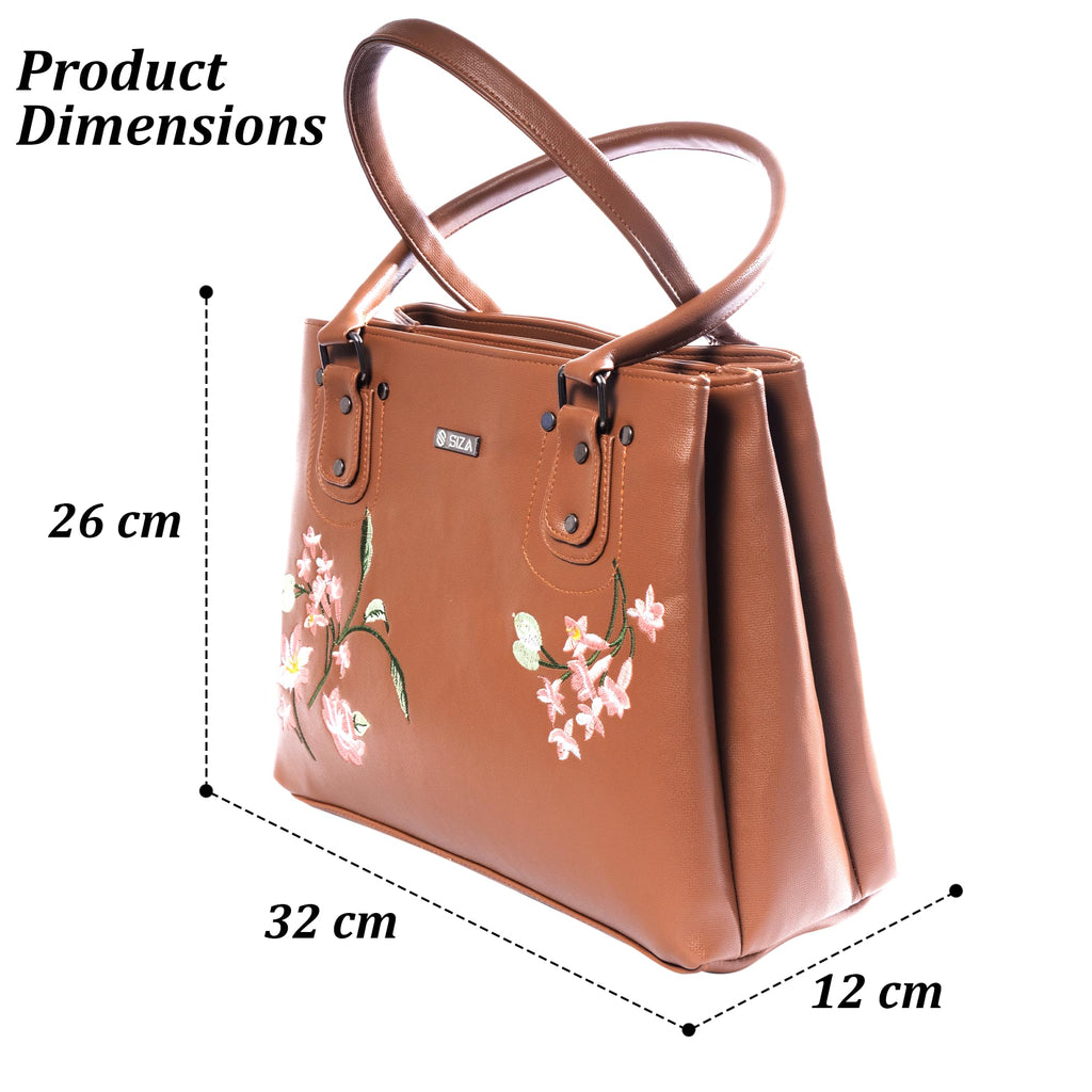 Siza Women Handbag for Office Use, Tote Bag for Women, Stylish Marron Shoulder Bag with Zipper, Multi Compartment Daily Use & Travel Handbag
